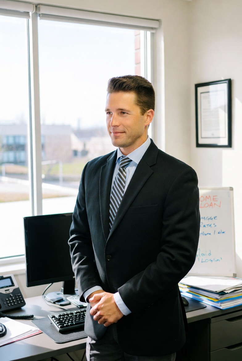 A business professional in an office setting, representing the executives and finance officers who are now targets of AI deepfake impersonation in wire transfer fraud schemes